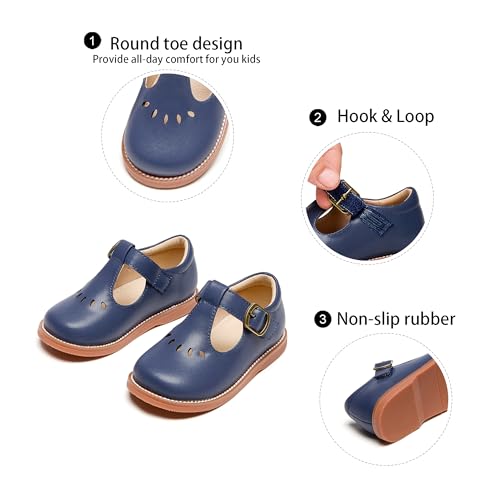 Image of GINFIVE Toddler Girls Dress Shoes Little Kids Flats School Mary Janes Shoes