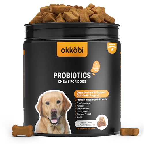 Probiotics for Dogs Chews 150PCs - Digestive, Gut Health & Diarrhea Support - Probiotic Chews For Dogs - Vet approved US Formula with Dog Probiotics, Enzymes & Natural Ingredients - Pumpkin
