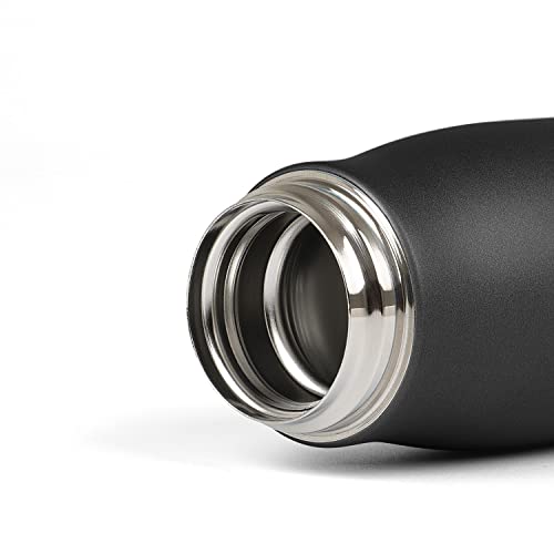 Dusgut Water Bottles With Portable Lid, Bpa Free, Hydro Insulated Thermal Flask For Hot Or Cold Drinks 350Ml Stainless Steel Metal Reusable Water Bottle For Kids, Adults, Midnight Black #TOP1