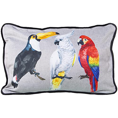 Coussin oiseaux velours 30x45 cm haut de gamme DRW rectangle