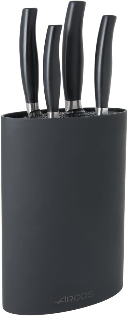 Arcos Forged Kitchen Knife Set 4 Pieces (Paring Knife + Kitchen Knife + Chef's Knife + Bread Knife) Nitrum Stainless Steel. Polypropylene POM Handle. Series Clara. Black Color