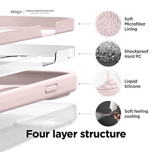 Image of elago Compatible with iPhone 14 Pro Max Case, Liquid Silicone Case, Full Body Protective Cover, Shockproof, Slim Phone Case, Anti-Scratch Soft Microfiber Lining, 6.7 inch (Lovely Pink)