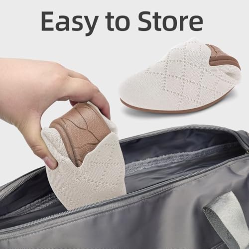 Image of poemlady Women's Ballet Flat Shoes Dress Shoes Knit Round Toe Slip On Ballerina Walking Flats Shoes for Woman Low Wedge Casual