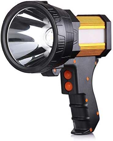 BUYSIGHT Rechargeable Spotlight,Spot Lights Hand held 180,000 lumens Large Flashlight Handheld Spotlight Lightweight and Super Bright Flashlight (Aluminium_Alloy Golden)
