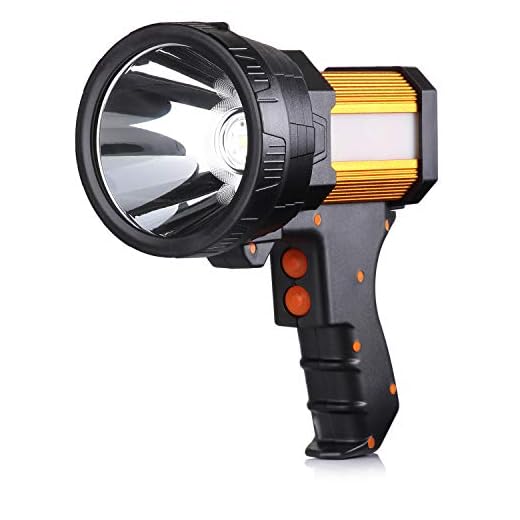 BUYSIGHT Rechargeable Spotlight,Spot Lights Hand held 1000,000 lumens Large Flashlight Handheld Spotlight Lightweight and Super Bright Flashlight (Aluminium_Alloy Golden)