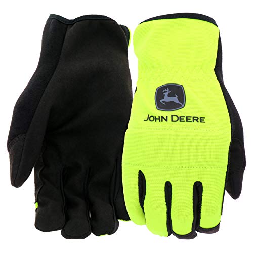 Gants de paume en cuir synthétique John Deere JD86018-L en taille L avec dos Spandex