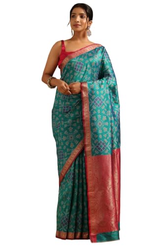 Soch Green Silk Blend Patola Saree