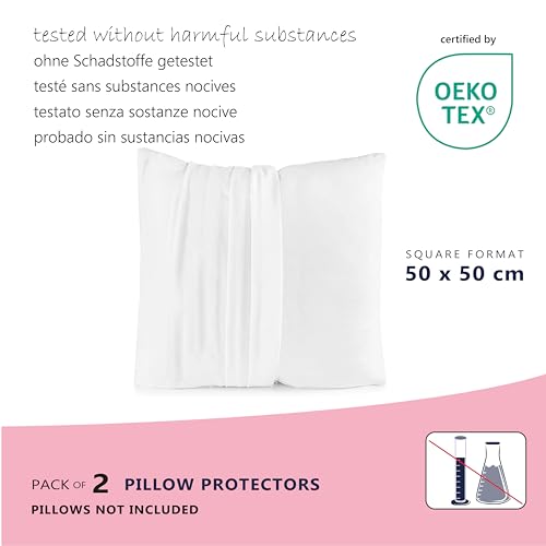 Twillie Set of 2 Waterproof Pillow Protectors 50 x 50 cm, Oeko Tex® Certified, Anti-Mite, Made in Europe - Image 3