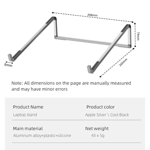 Soporte para portátil de escritorio elevador y plegable de aluminio plateado 2