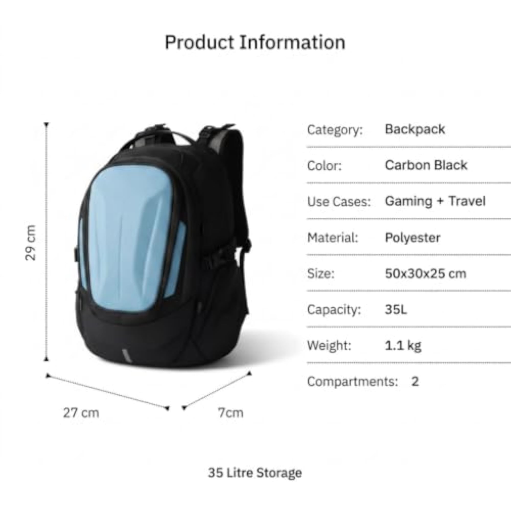ACE 35L Gaming Laptop Backpack, Water Resistant Travel Bag