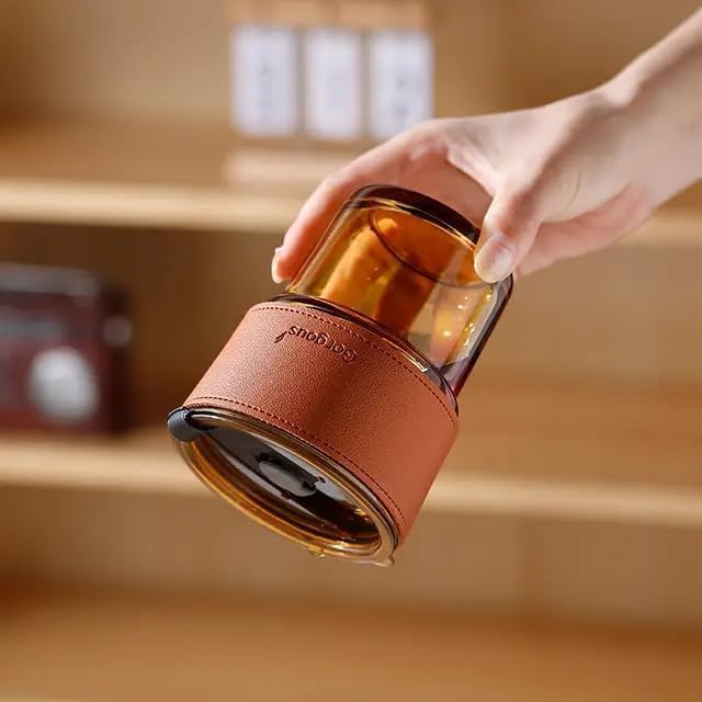 Image of Glass Mug with Bamboo Lid and Straw, 510ml, for Cold Drinks, Smoothies, Coffee(Pack of 1) (Customised Glass Mug with Name)