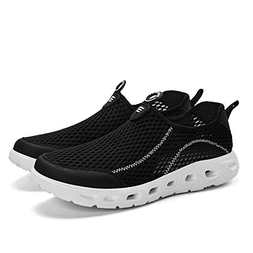 Good Studios Men Mesh Water Shoes Quick Dry Slip-On Aqua Shoes For Swimming Pool Beach Walking Running Exercise, Black, 14 Women/12 Men #TOP2