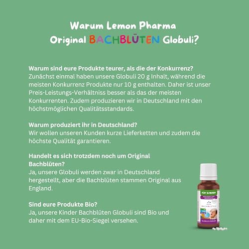 Lemon Pharma Original Bachblüten Kinder Globuli Konzentration - Wachsam und Beständig - Bio, vegan & alkoholfrei - Für Schule und Kindergarten, Streukügelchen für Kids nach Dr. Bach, 20 g