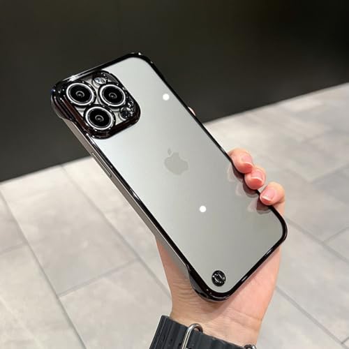 Coque sans cadre pour iPhone 13 noire rigide et transparente