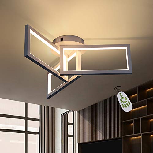 CBJKTX Lámpara de techo LED regulable Lámpara de techo blanca Lámpara de sala de estar moderna Iluminación de techo de 70 W Diseño cuadrado para dormitorio Sala de estar Comedor Oficina Pasillo
