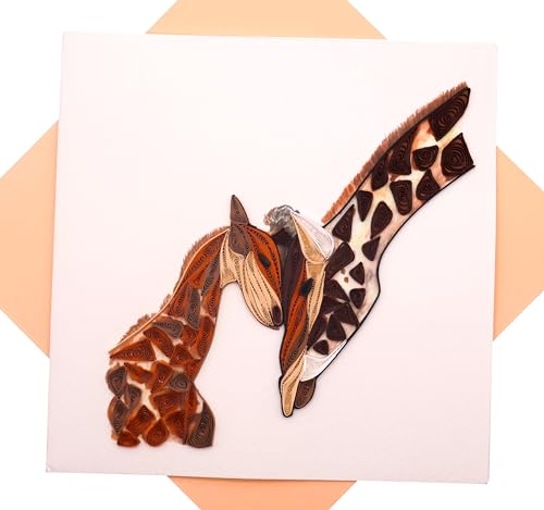 Carte de vœux 3D girafe en quilling d'art fait main, souvenir d'exception pour mariage