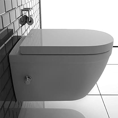Alpenberger Hänge WC mit Bidet Funktion | Dusch WC Kloschüssel mit Toilettendeckel D Form | Keramik Taharet WC Spülrandlos mit Armatur und Nano | Wand WC Set Passend Geberit – Bild 5