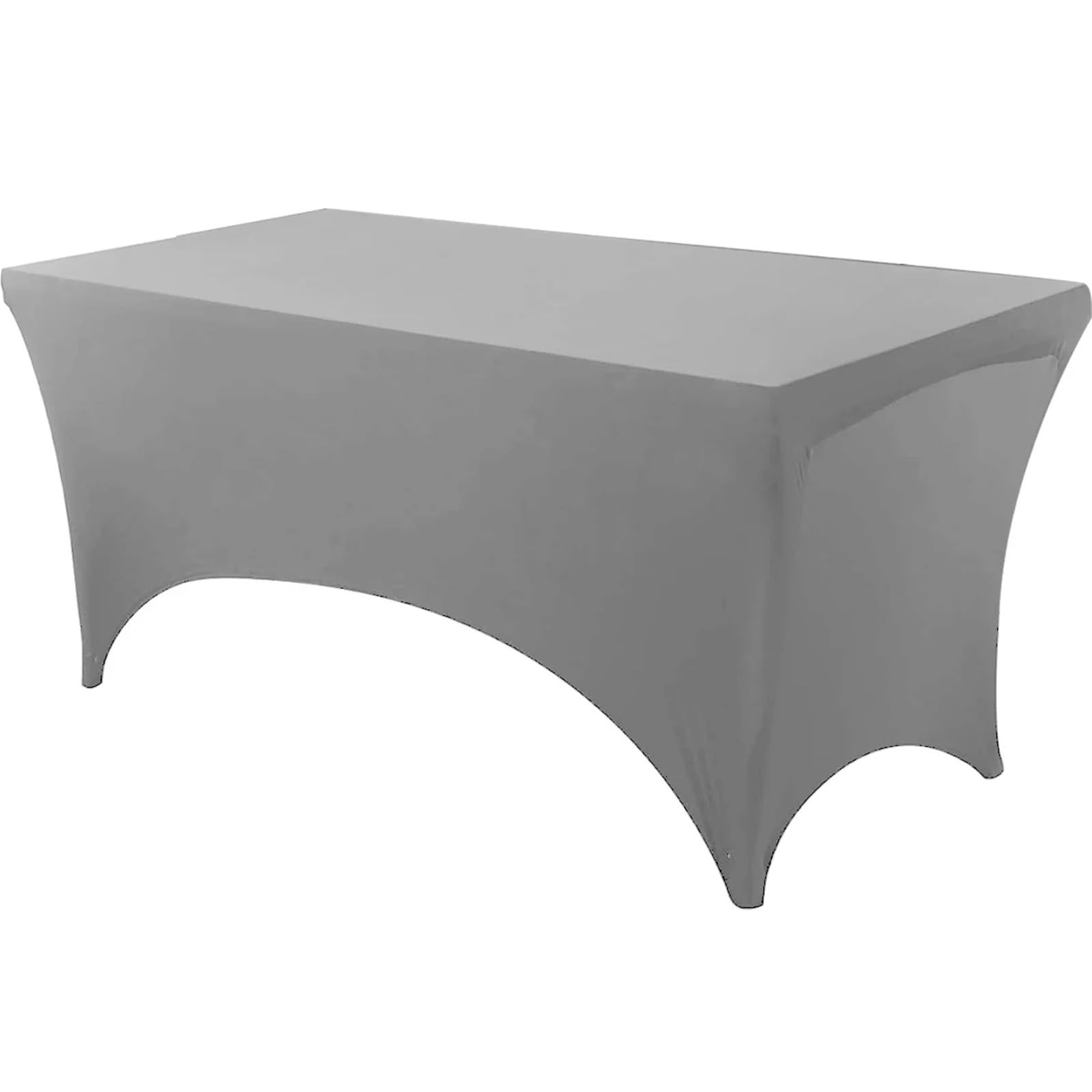SNGUOQ 6 Pcs Spandex Rectangle Table Cloth Washable And Wrinkle Resistant Cover Fitted For Event For Event, Wedding(Light Grey,8Ft(244x76x76cm))