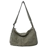 Canvas Messenger Bag Large Messenger Bags for Women Men Casual Canvas Crossbody Shoulder Bag with Multiple Pockets (Green)