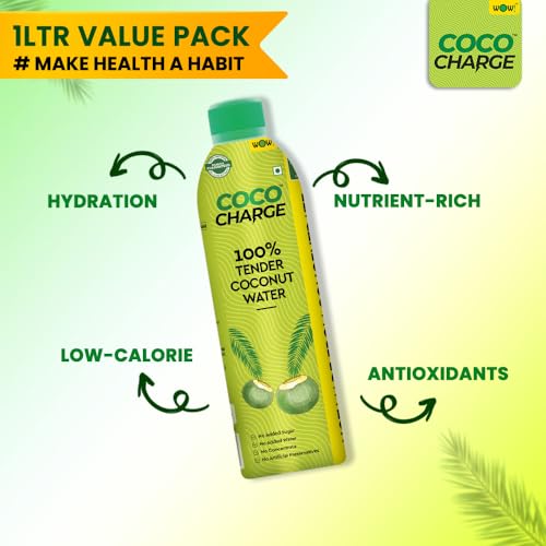 Image of Wow! Coco Charge Cococharge Tender Coconut Water Refreshing & Hydrating Drink,1000 Ml (Pack Of 2)