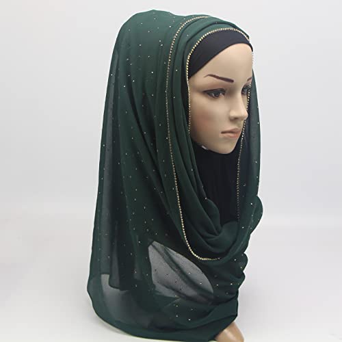 Women Muslim Long Khimar Ramadan Eid Prayer Garment Hijab Scarf Wrap Chiffon Rhinestone Abaya Jilbab Islam Niqab Hijab2