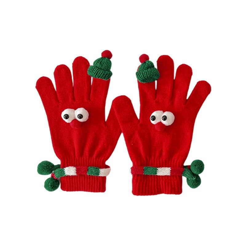 Generisch Guantes de punto unisex con divertido diseño de monstruo 3D - Guantes de invierno cálidos con cordón de bufanda | Accesorio divertido para la estación fría, Style_a02 Red, Talla única