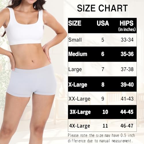 Image of Ruxia Women's Seamless Boyshort Panties Nylon Spandex Underwear Stretch Boxer Briefs Pack of 5