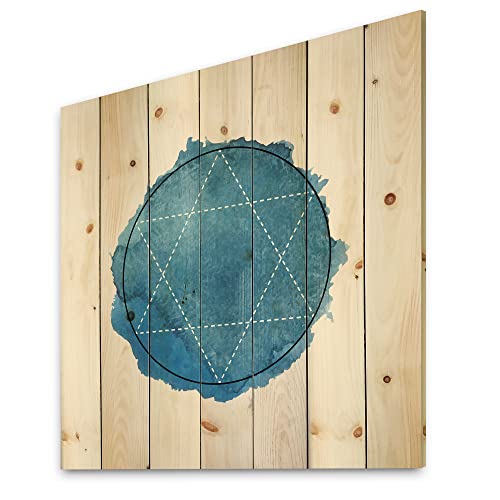 Géométrie sacrée III tableau en bois de pin naturel au design bohème
