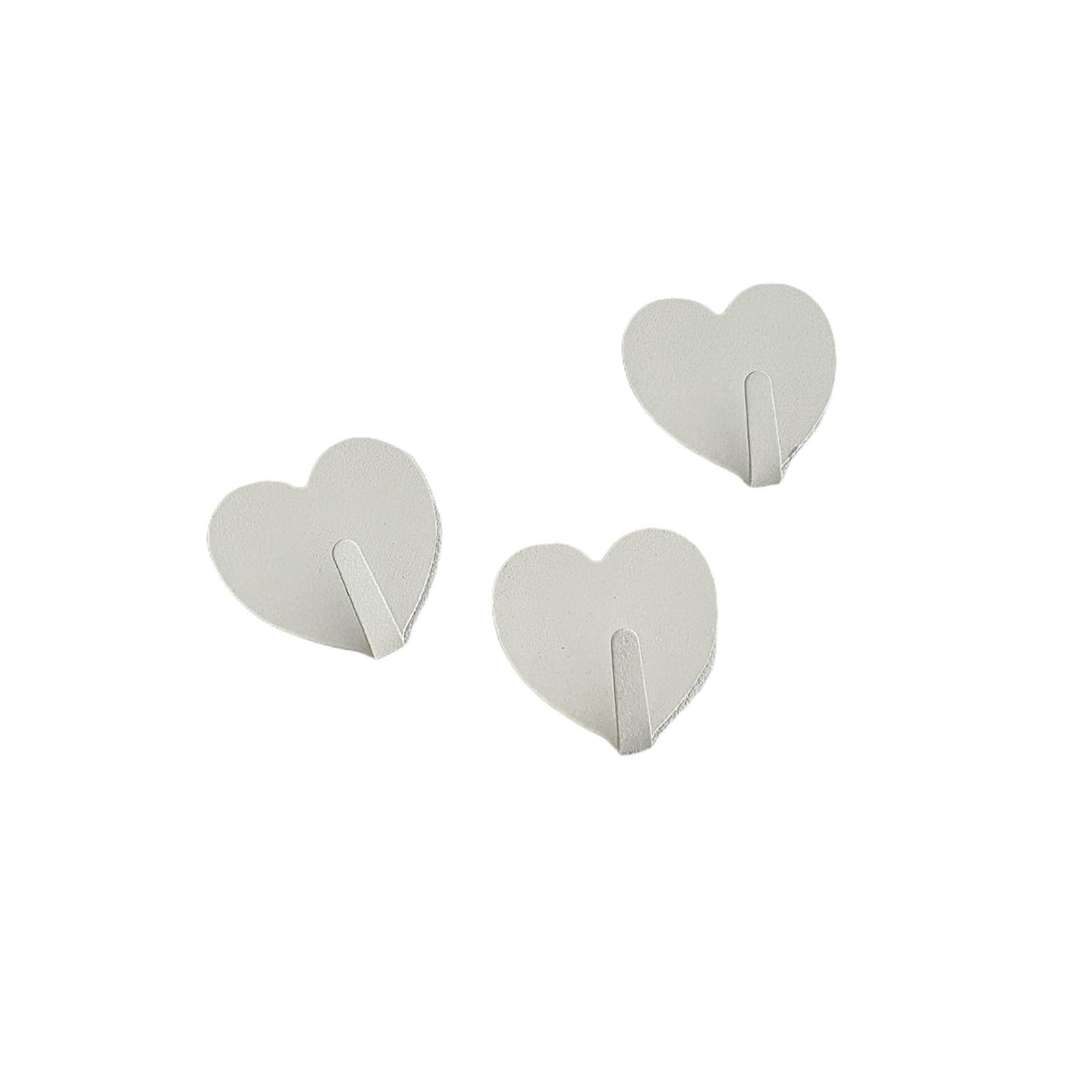 MKYYIOED Adhesive Hooks Pink Heart Sticky Hooks Wall Decoration Key Metal Bathroom Room Without Punch(White-Heart,5pcs)