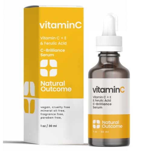 Natural Outcome Vitamin C Serum With Vitamin E & Ferulic Acid | Anti-Aging Radiance Restoring Facial Serum | Powerful Antioxidant Lift Fine Lines, Wrinkles, & Sunspots | Firms & Hydrates Skin | 1 Oz #TOP18