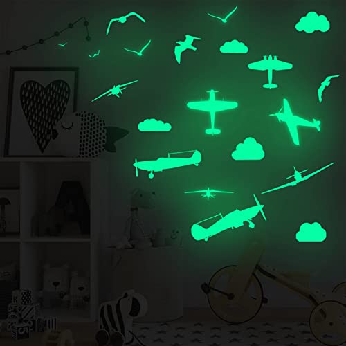 Pakykai Luminous Airplane Cloud Wall Sticker,Glow In The Dark Wall Decals, Luminous Decoration For Kids Bedroom, Wall Decor For Boys And Girls Gift #TOP2