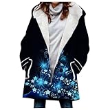 KONG JIMFAN Sweatjacke Damen Schaltknauf Hoodie Sweater Damen Kurzmantel Damen Wolle Übergangsjacke Damen Sweatjacke Mädchen Lederjacke Damen Schwarz Kapuzen Trenchcoat Regenjacke Damen(Blue,S)