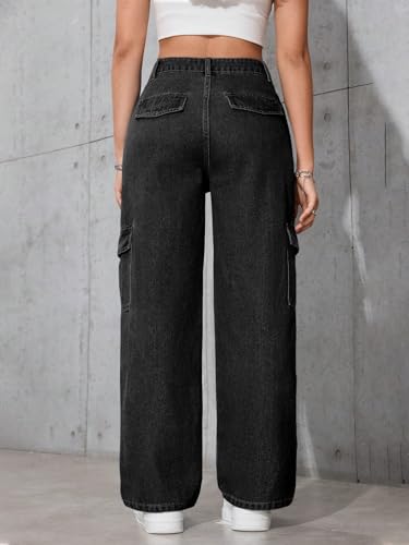 Image of Tagas Women Cargo Jeans | Women,s Cargos-Pants | (Women's) Denim Cargo's Pants || Cargo,s for Woman || Oversized-Jeans for Woman's || Loose Jeans Pant for Woman,s