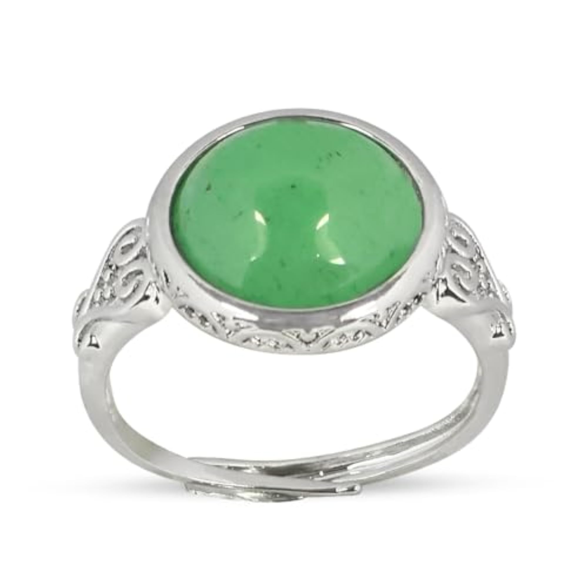 Women's Adjustable Natural AAA Green Jade Gemstone Ring