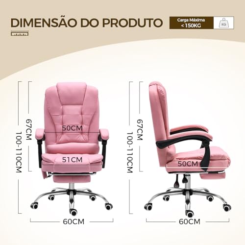Cadeira de escritório presidente, cadeira de home office com apoio para os pés e encosto ajustável(R