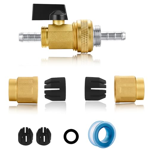 SIGURANTA Expandable Hose Repair Kit, 0.353' Barb with GHT Female Fittings & GHT Male Ball Valves, Brass Construction (1 Set) - Please Check Main Images First to Confirm Expandable Hose Compatibility”