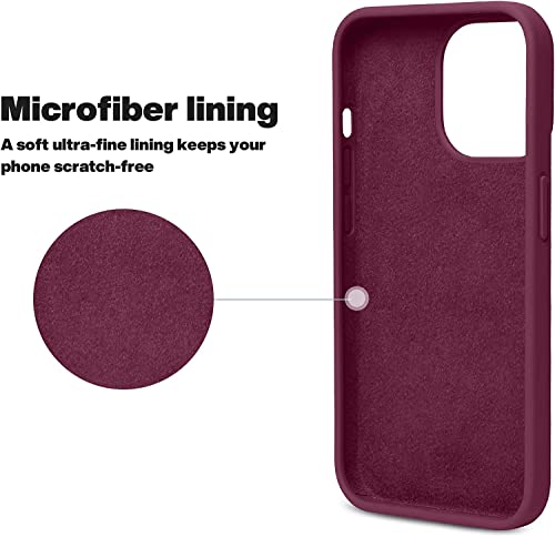 Image of M Cart Compatible with iPhone 13 Pro Max Case 6.7 Inch Liquid Silicone Soft Gel Rubber Slim Microfiber Lining Cushion Cover Shockproof Protective Phone Case for iPhone 13 Pro Max-Wine Red