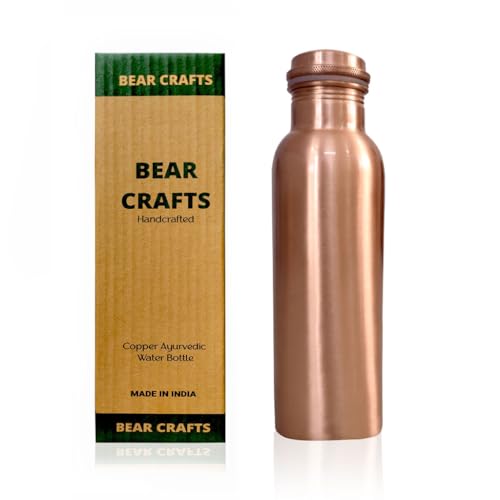 BEAR CRAFTS Ayurvedische koperen waterfles voor sport, reizen, yoga en dagelijks gebruik, waterfles voor sportschool, kantoor, wandelen, outdoor capaciteit 947 ml (ontwerp 9, 947 g)