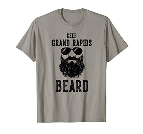 Keep Grand Rapids Michigan BEARD Funny Hipster Retro T-Shirt