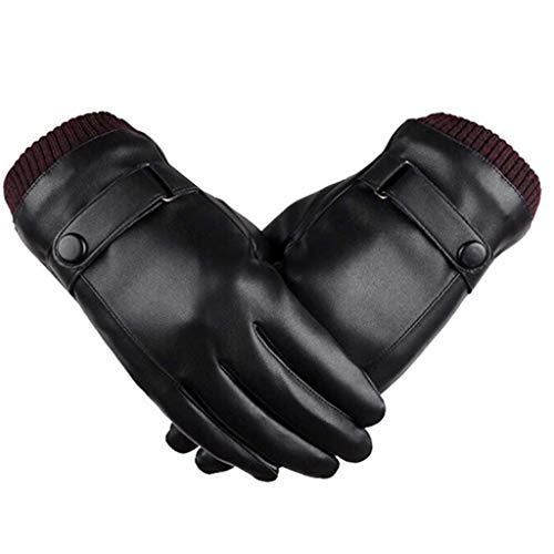 Gants tactiles en cuir homme pour sports de plein air et trajets d'hiver