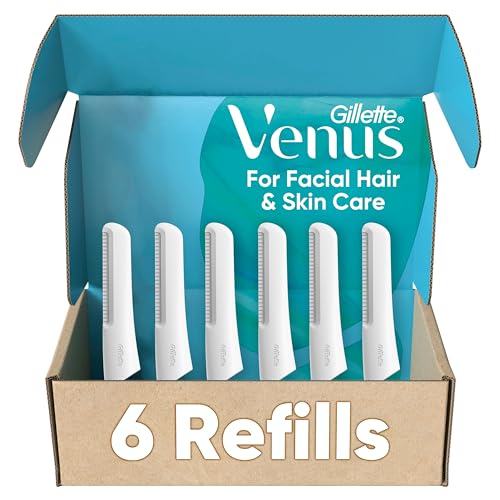 Venus for Facial Hair & Skin Care Exfoliating Dermaplaning Face Razor Handle with 6 Blade Refills