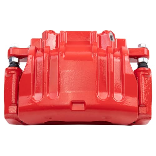 Image of TRQ Performance Front Driver and Passenger Side Brake Caliper Set Caliper Brackets Hardware Compatible with 12-20 Dodge Charger with Dual Piston Front Calipers without Brembo Brake Package