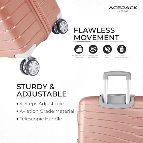 Image of ACEPACK by Verage - STARLINK Unbreakable Hard Side Polypropylene Luggage Large Check in 103L | Lightweight Suitcase Set with 360 Silent Spinner Wheels, Number Lock,Telescopic Handle & 3 Year Warranty