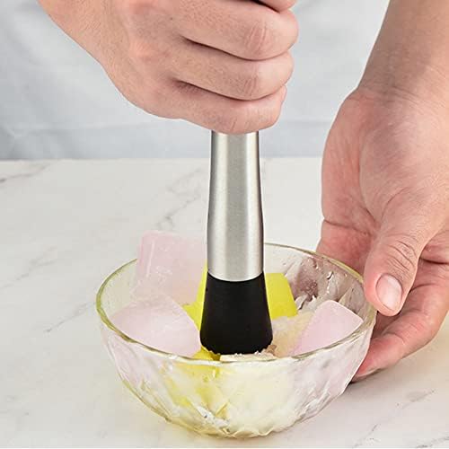Stainless Steel Cocktail Muddler Stainless Steel Bar Stick Masher Fruit Mixer for Cocktails Set Bar Tool Set Bartender Tool, Silver (N-909)