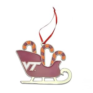 Virginia Tech Hokies Candy Cane Sleigh Christmas Ornament