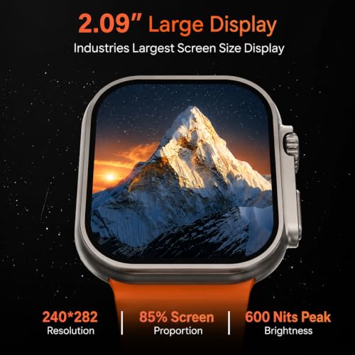 Image of T900 Ultra Smart Watch with Orange Strap, Bluetooth Connectivity, Fitness Tracking, HD Display (Orange)