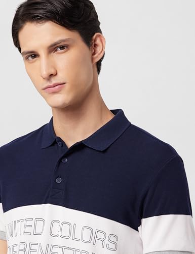 Image of United Colors of Benetton Men Cotton Solid Regular Fit Polo Shirt