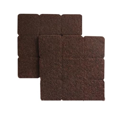 Chair Fitting Self-Adhesive Floor Protector Back Bumper Felt Table Sofa Anti-Slip Mat(Square 27 x 27MM 18Pcs,Brown)