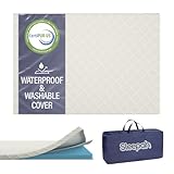 Sleepah Pack and Play Mattress Foam Pad 38 x 26 x 1 for Playpen, Portable Playyard Mattress - Soft Waterproof Washable & Removable Cover Breathable Topper