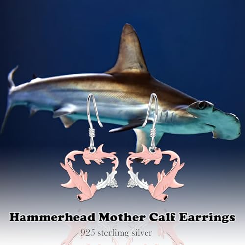 Hammerhead Shark Dangle Earrings - 925 Sterling Silver Cute Hammerhead Shark Mother Calf Earrings Ocean Jewelry Gifts for Eco-Conscious Animal Lovers4